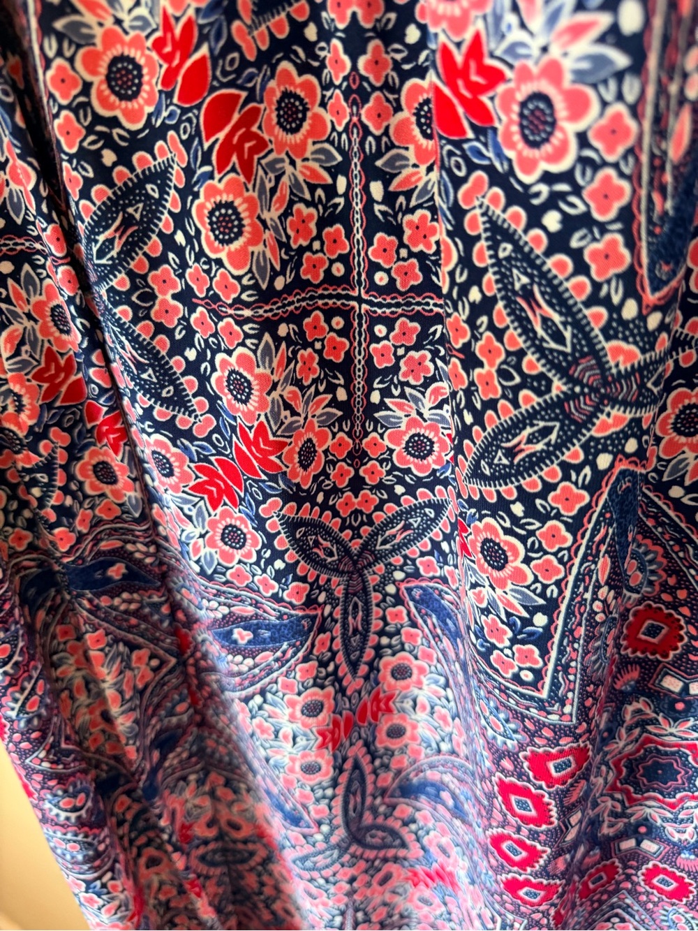 Navy Pink Boho Medallion Print Halter Keyhole Maxi Dress Womens Petite 10 Summer - Picture 5 of 5